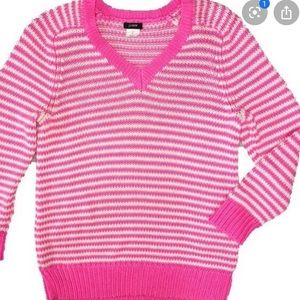 J Crew Hot Pink stripped Sweater